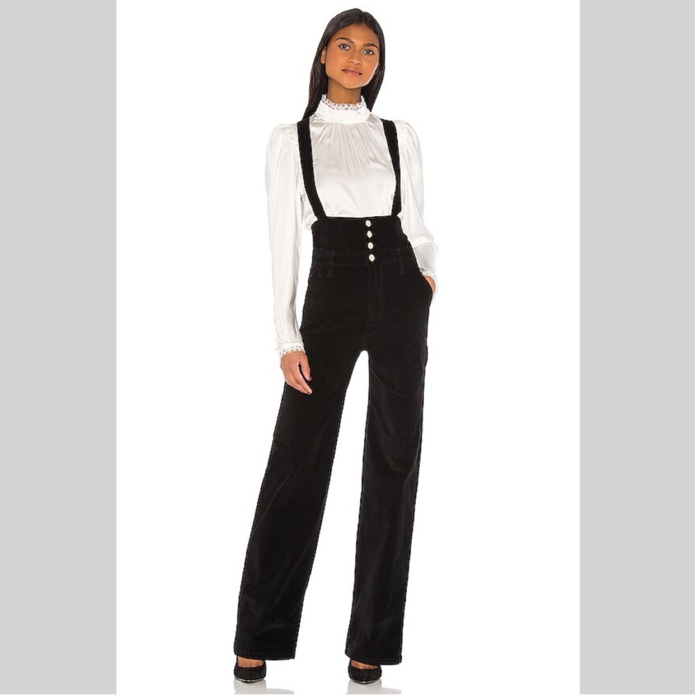 BRAND NEW - FRAME Velvet Suspender Pants - Cumberbund Wide Leg Jumpsuit